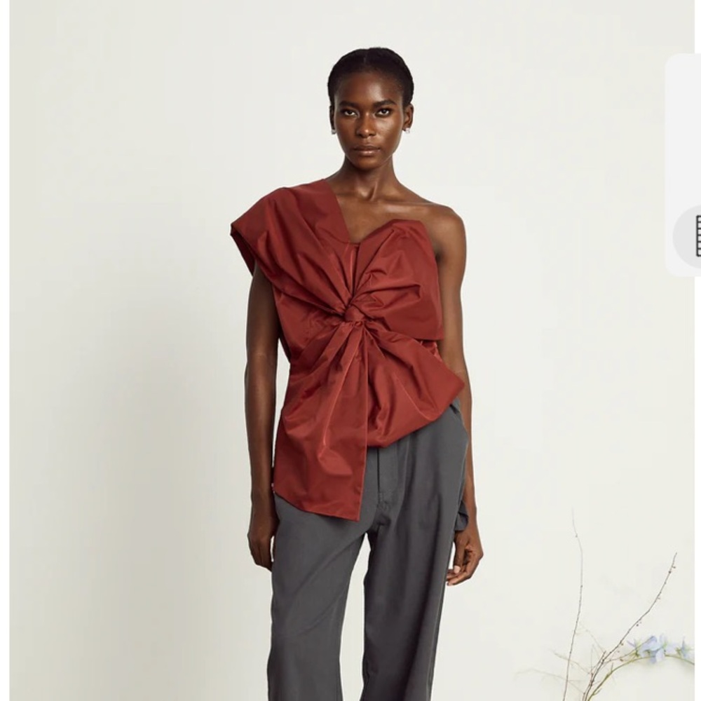 Elegant One-Shoulder Rust Top